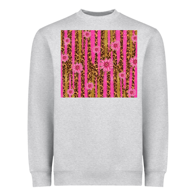 Glitter Pink Stripe Leopard Pattern With Flowers Heavyweight Sweatshirt by TumblerDesignByShophia | Teevron