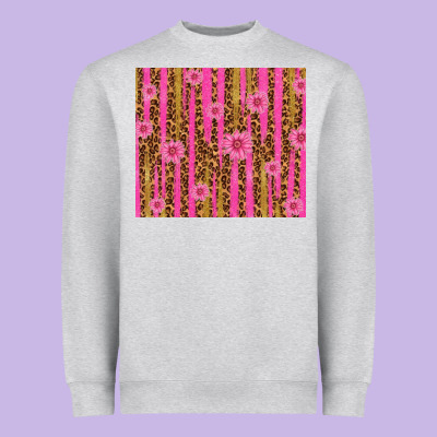 Glitter Pink Stripe Leopard Pattern With Flowers Heavyweight Sweatshirt Designed By Tumblerdesignbyshophia