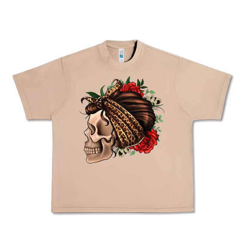 Leopard Bandana And Roses Skull Urban Heavy Tee by Jasminsmagicworld | Teevron