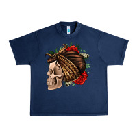 Navy leopard bandana and roses skull Urban Heavy Tee - Jasminsmagicworld