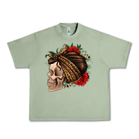 Oil Green leopard bandana and roses skull Urban Heavy Tee - Jasminsmagicworld