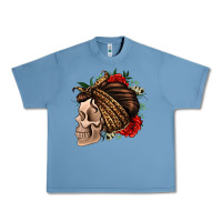 Pebble Blue leopard bandana and roses skull Urban Heavy Tee - Jasminsmagicworld