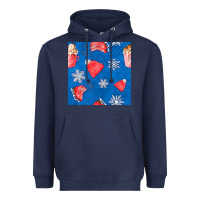 Navy winter  snowflakes hot cocoa ice skating shoes Heavyweight Hoodie - FaDigitalArtStudio