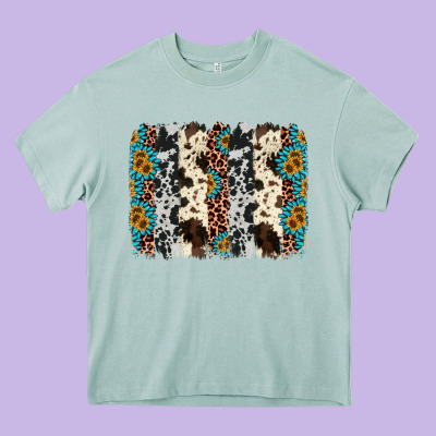 Cowhide Leopard Gemstone Brushstroke Heavy Core Tee Designed By Adodesignshop