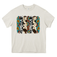 Cream cowhide leopard gemstone brushstroke Heavy Core Tee - AdoDesignShop