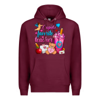 Burgundy Cupid's Favorite Teacher Valentine's Day Frappe Premium Hoodie - FaDigitalArtStudio