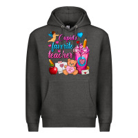 Charcoal Heather Cupid's Favorite Teacher Valentine's Day Frappe Premium Hoodie - FaDigitalArtStudio