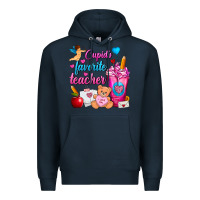 Navy Cupid's Favorite Teacher Valentine's Day Frappe Premium Hoodie - FaDigitalArtStudio