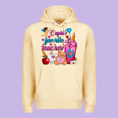 Cupid's Favorite Teacher Valentine's Day Frappe Premium Hoodie Designed By Fadigitalartstudio