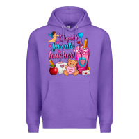 Purple Cupid's Favorite Teacher Valentine's Day Frappe Premium Hoodie - FaDigitalArtStudio