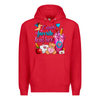 Red Cupid's Favorite Teacher Valentine's Day Frappe Premium Hoodie - FaDigitalArtStudio