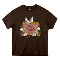 Chocolate Brown howdy easter Heavy Core Tee - MaliasSmallBusiness