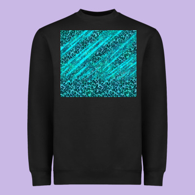 Blue Glitter With Leopard Pattern Heavyweight Sweatshirt Designed By Tumblerdesignbyshophia