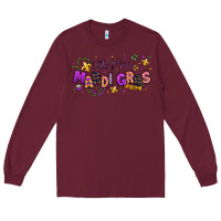Burgundy little miss mardi gras Long Sleeve Tee - texasbilliewilder