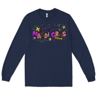 Navy little miss mardi gras Long Sleeve Tee - texasbilliewilder