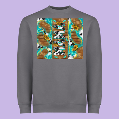Cowhide Mama With Rustic Teal Wood Heavyweight Sweatshirt Designed By Tumblerdesignbyshophia