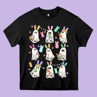 Bunny Ghost Heavy Core Tee Designed By Maliassmallbusiness
