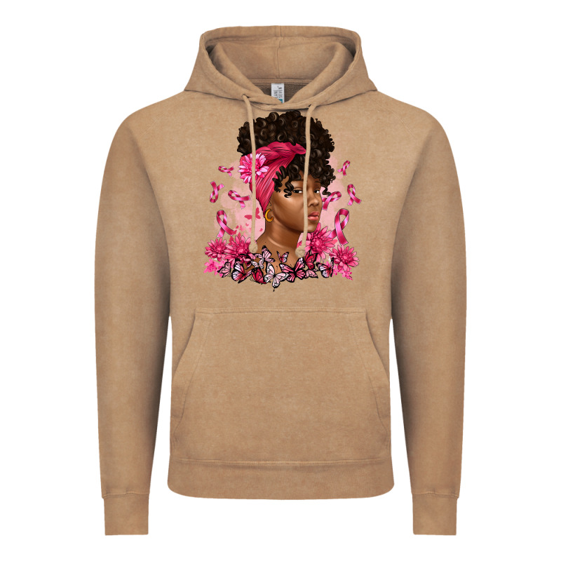 Breast Cancer Afro Woman Vintage Hoodie by Artiststas | Teevron