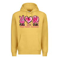 Antique Gold Peace love cure Breast Cancer Awareness Premium Hoodie - FaDigitalArtStudio