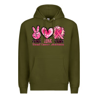 Army Green Peace love cure Breast Cancer Awareness Premium Hoodie - FaDigitalArtStudio