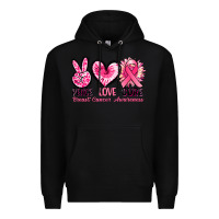 Black Peace love cure Breast Cancer Awareness Premium Hoodie - FaDigitalArtStudio