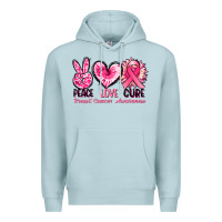 Blue Mist Peace love cure Breast Cancer Awareness Premium Hoodie - FaDigitalArtStudio