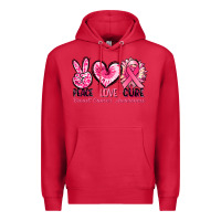 Cardinal Peace love cure Breast Cancer Awareness Premium Hoodie - FaDigitalArtStudio