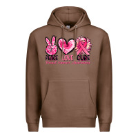 Chestnut Peace love cure Breast Cancer Awareness Premium Hoodie - FaDigitalArtStudio
