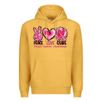 Mustard Peace love cure Breast Cancer Awareness Premium Hoodie - FaDigitalArtStudio