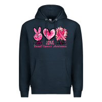 Navy Peace love cure Breast Cancer Awareness Premium Hoodie - FaDigitalArtStudio