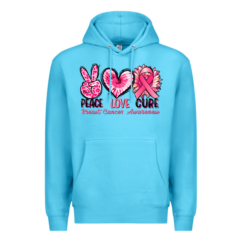 Peace Love Cure Breast Cancer Awareness Premium Hoodie by FaDigitalArtStudio | Teevron
