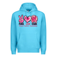 Ocean Blue Peace love cure Breast Cancer Awareness Premium Hoodie - FaDigitalArtStudio