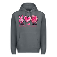 Rock Peace love cure Breast Cancer Awareness Premium Hoodie - FaDigitalArtStudio