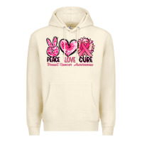 Sandshell Peace love cure Breast Cancer Awareness Premium Hoodie - FaDigitalArtStudio