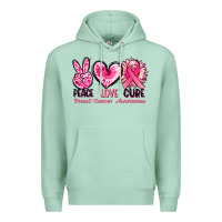 Seafoam Peace love cure Breast Cancer Awareness Premium Hoodie - FaDigitalArtStudio