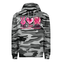 Slate Camo Peace love cure Breast Cancer Awareness Premium Hoodie - FaDigitalArtStudio