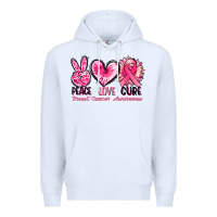 White Peace love cure Breast Cancer Awareness Premium Hoodie - FaDigitalArtStudio
