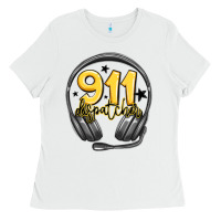 White 911 dispatcher Ladies Tee - MaliasSmallBusiness