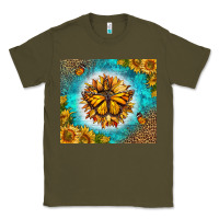 Army Green Monarch Butterfly Sunflower Classic Tee - LillyAllenDesigns