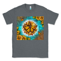 Charcoal Heather Monarch Butterfly Sunflower Classic Tee - LillyAllenDesigns