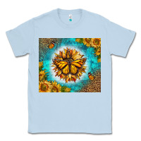 Dusty Blue Monarch Butterfly Sunflower Classic Tee - LillyAllenDesigns