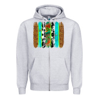 Heather Grey western brushstrokes Zipper Hoodie - OliviaCreatesArt