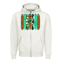 Oatmeal Heather western brushstrokes Zipper Hoodie - OliviaCreatesArt