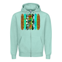 Seafoam western brushstrokes Zipper Hoodie - OliviaCreatesArt
