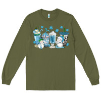 Army Green winter snowman coffee cups Long Sleeve Tee - texasbilliewilder