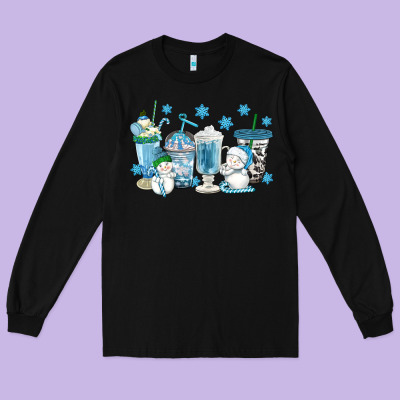 Winter Snowman Coffee Cups Long Sleeve Tee Designed By Texasbilliewilder
