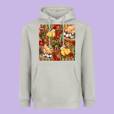 Christmas Chicken Heavyweight Hoodie Designed By Fadigitalartstudio