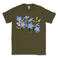 Army Green Forget Me Not Flower Illustrations Classic Tee - LillyAllenDesigns