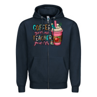 Navy coffee gives me teacher powers Zipper Hoodie - OliviaCreatesArt
