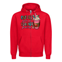 Red coffee gives me teacher powers Zipper Hoodie - OliviaCreatesArt